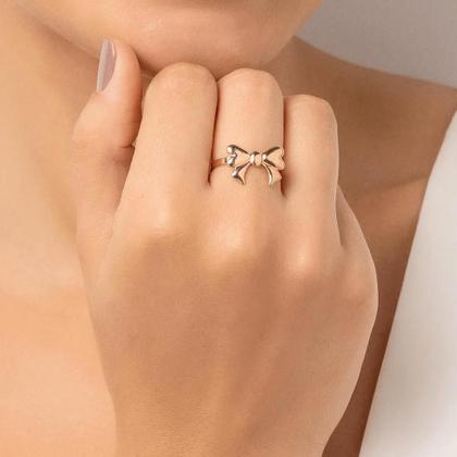 Imagem de Anel Rommanel Banhado Ouro Skinny Ring Laço 513444