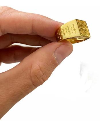 Imagem de Anel Salmo 91 Banhado A Ouro 18k Masculino Oração Bíblia