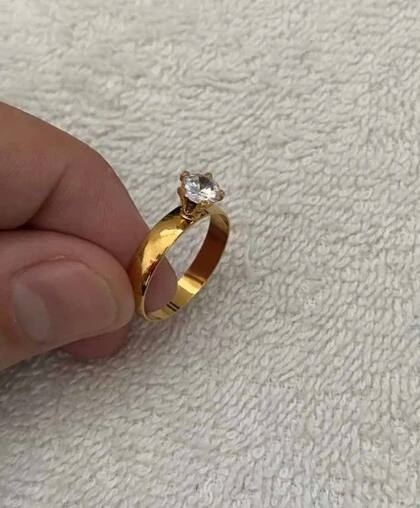 Imagem de Anel Solitário Feminino Cravejada Banhado A Ouro 18k Luxo