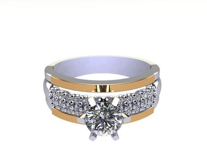 Imagem de Anel Solitário Prata 925 Com Aplique em Ouro 14k Diana