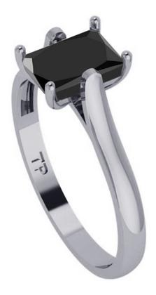 Imagem de Anel Solitário Prata 925 Retangular Onix - Exclusivo