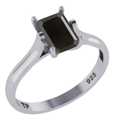 Imagem de Anel Solitário Prata 925 Retangular Onix - Exclusivo