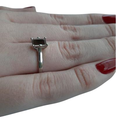 Imagem de Anel Solitário Prata 925 Retangular Onix - Exclusivo