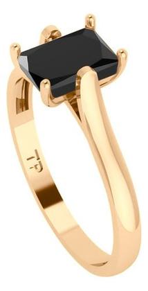 Imagem de Anel Solitário Retangular Prata 925 Dourada 18k - Black Ônix