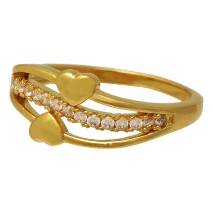 Imagem de Anel Três Fios com Coração e Fileira de Zircônia Softjoias Folheado em Ouro 18K