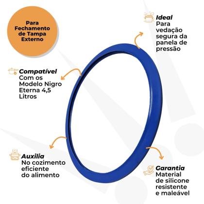 Imagem de Anel Vedação Silicone Azul Compatível Panela Nigro Eterna 4,5L