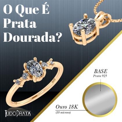 Imagem de Anel Viena Retangular Prata 925 Dourada 18k - Topázio Azul