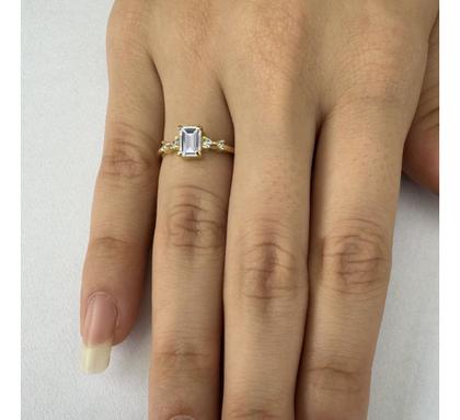 Imagem de Anel Viena Retangular Prata 925 Dourada 18k - Zircônia