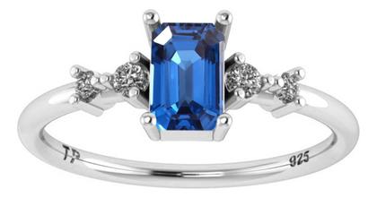 Imagem de Anel Viena Retangular Pura Prata 925 - Safira