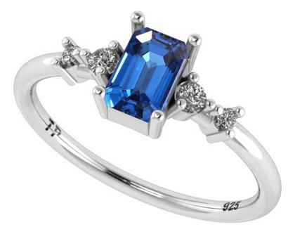 Imagem de Anel Viena Retangular Pura Prata 925 - Safira