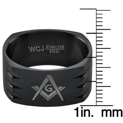 Imagem de Anel West Coast Jewelry Masonic Black Banhado em Aço Inoxidável