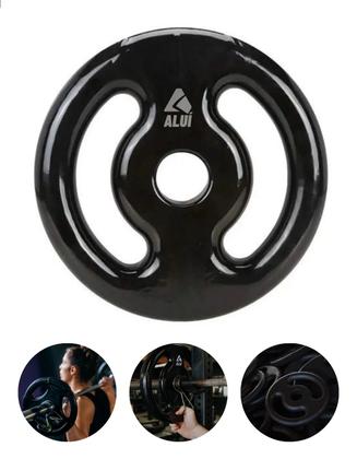 Imagem de Anilha Vazada 3Kg Emborrachada Preto Musculação Aluí Fit