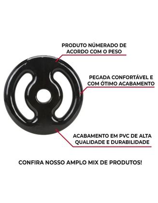 Imagem de Anilha Vazada 5Kg Emborrachada Preto Musculação Aluí Fit