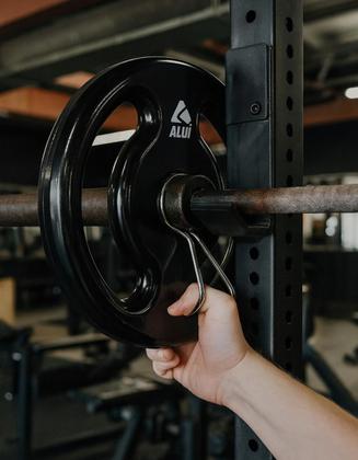 Imagem de Anilha Vazada 5Kg Emborrachada Preto Musculação Aluí Fit