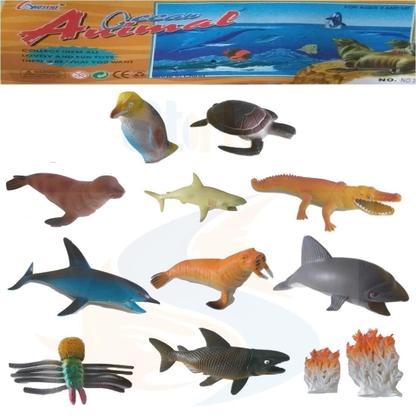 Imagem de Animais Aquatico Infantil Oceano Mar Peixe Tubarão Baleia kIT 10