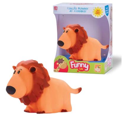 Imagem de Animais divertidos leão em vinil funny zoo brinquedo para bebês - bee toys