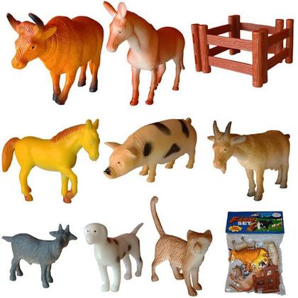 Imagem de Animais Fazendinha Brinquedo Infantil Kit Fazenda 8 Peças