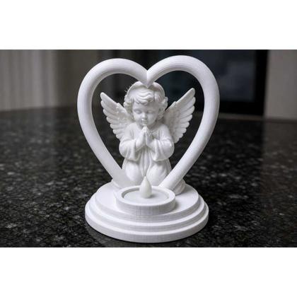 Imagem de Anjo da Guarda com Vela de LED - Enfeite Decorativo 3D para Altar e Oratório