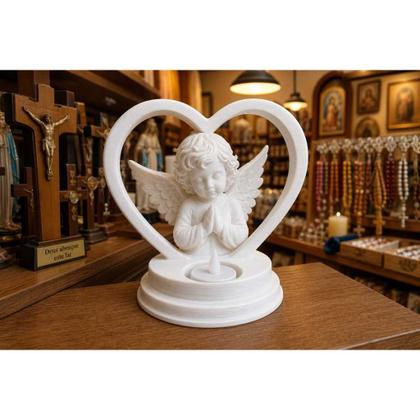 Imagem de Anjo da Guarda com Vela de LED - Enfeite Decorativo 3D para Altar e Oratório