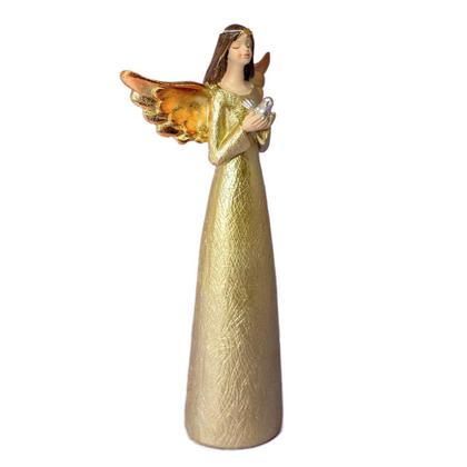 Anjo Dourado de Resina Detalhe Pomba Decorativo 20cm - EF Imagem de Anjo Dourado de Resina Detalhe Pomba Decorativo 20cm - EF