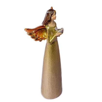 Anjo Dourado de Resina Detalhe Pomba Decorativo 20cm - EF Imagem de Anjo Dourado de Resina Detalhe Pomba Decorativo 20cm - EF