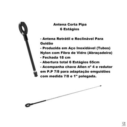 Imagem de Antena Corta Pipa Moto Retrátil Guidão Anti Linha Preta