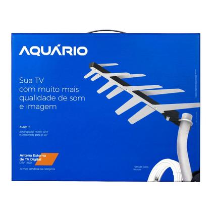 Imagem de Antena Digital Externa TV UHF HDTV Aquario DTV1500 Com Cabo E Suporte Resistente Sinal Forte Durável