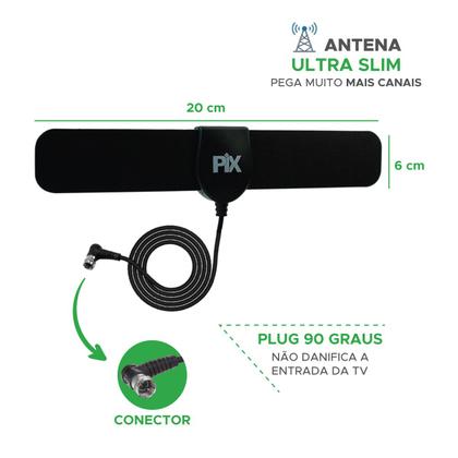Imagem de Antena Digital Interna Hdtv Ulta Slim cabo 1m Conector F 90