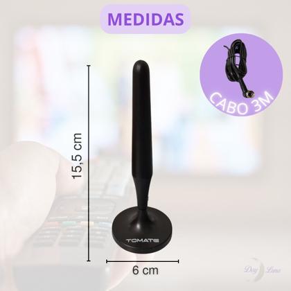 Imagem de Antena Digital Interna Tomate Base Imantada Cabo 3m HDTV Ultra HD 4K UHF TV Conversor Sinal Fino Compacta Fácil Instalação