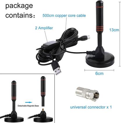 Imagem de Antena Digital Portátil Wokex com Base Magnética - 30dBi