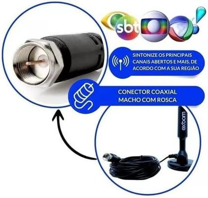 Imagem de Antena Digital TV Interna Externa Amplificada HDTV 4K UHF VHF FM Resistente a Água
