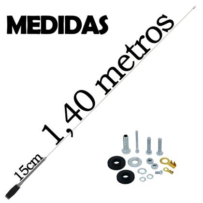 Imagem de Antena Inox Px 1,40m Alongador 15cm Troller Jipe Buggy Suporte Calha Parafusos 