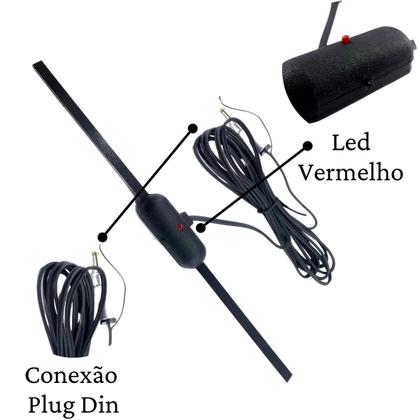 Imagem de Antena interna Automotiva Universal para-brisa bom funcionamento para AM e FM