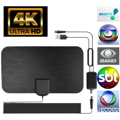 Imagem de Antena Interna c/ amplificador USB Hdtv Full 4k Canal Aberto Hd Tv Digital Smart Ultra 2023 melhor alcance e recepção p/