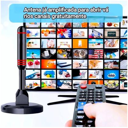 Imagem de Antena Interna Para Tv Digital Amplificada 1080 Hdtv 4k Cabo 3m