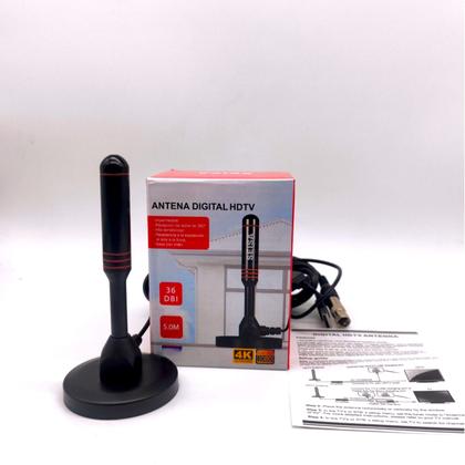 Imagem de Antena Interna Para Tv Digital Amplificada 1080 Hdtv 4k Cabo 3m