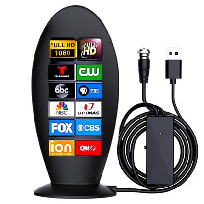 Imagem de Antena Interna Para Tv Digital Amplificada 1080 Hdtv 4k Cabo 3m