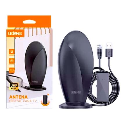Imagem de Antena Interna Para Tv Digital Amplificada 1080 Hdtv 4k Cabo 3m