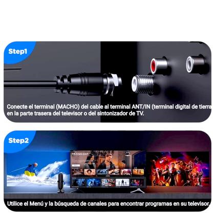 Imagem de Antena Interna Para Tv Digital Amplificada 1080 Hdtv Cabo 3m