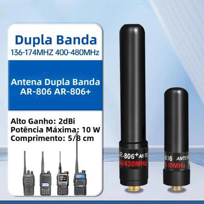 Imagem de Antena Mini De Alta Ganho Dual Band SMA-Fêmea Para Baofeng UV-5R BF-888S UV-21 pro 5RH QUANSHENG