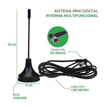 Imagem de Antena Mini Tv Sinal Digital Interna Slim Compacta - 1,5m