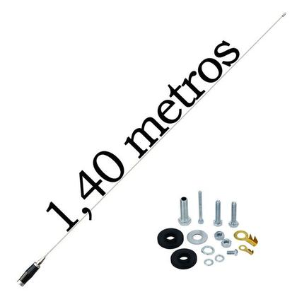 Imagem de Antena Móvel Px Inox Mini Maria Mole 1,40 metros Suporte Dianteiro Frontal Lado Carona Scania 124 124r 420 360 Parafusos Anti-Furto