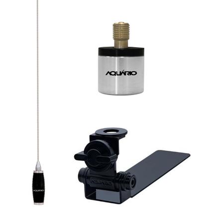 Imagem de Antena Móvel PX Marinox Mini Maria Mole 1,40 Metros B-2005p + Suporte Bi-Articulado Adaptável Carroceria Caminhonete + Adaptador UHF para PX