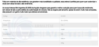 Imagem de Antena Px Base Embutida Bobinada Viuva Negra Black Mini Argentina 200w 1,08m