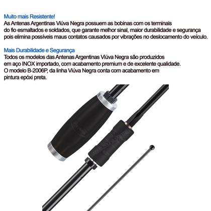 Imagem de Antena Px Bobinada Black Argentina B-2006P Suporte Dianteiro Motorista Scania Parafusos
