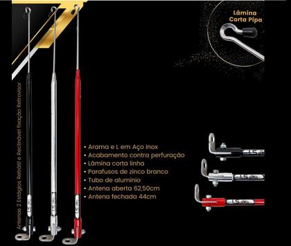 Imagem de Antena Retrátil Retrovisor Inox Tubo Alumínio Cg Titan Fan 125 150 160 Fazer Lander Factor Cb Xre