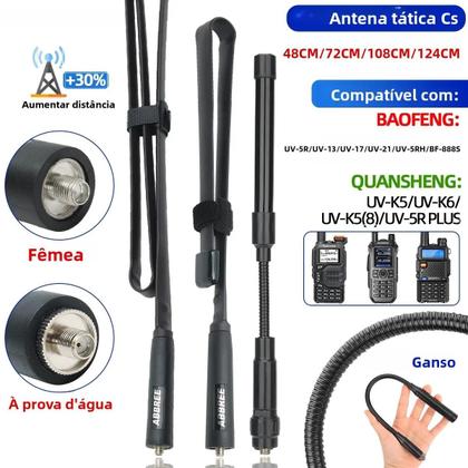 Imagem de Antena Tática Dobrável Dual Band VHF UHF SMA-Fêmea Para Walkie Talkie Baofeng UV-13 Quansheng