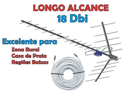 Imagem de Antena tv Digital Externa 4K Yagi Proeletronic PROHD 1118 Longo Alcance, Alta Ganho e Potencia 18 dBi com 10 metros cabo coaxial Crimpado