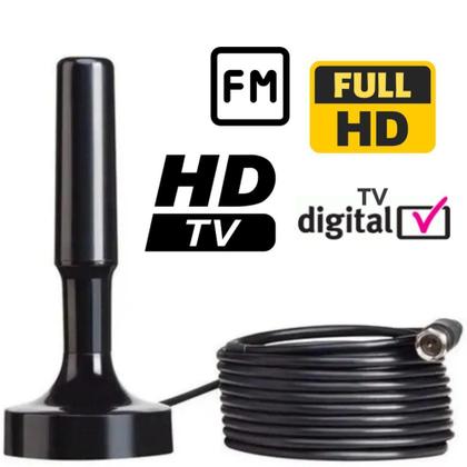 Imagem de Antena TV Digital Full HDTV 4K UHF VHF Interna e Externa 4 em 1 Cabo 3 Metros - Prismatic