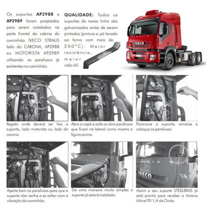 Imagem de Antenas Px Maria Mole 2,70 metros Inox Alongador 60cm Suporte Dianteiro Iveco Stralis Cabo 5,5 metros